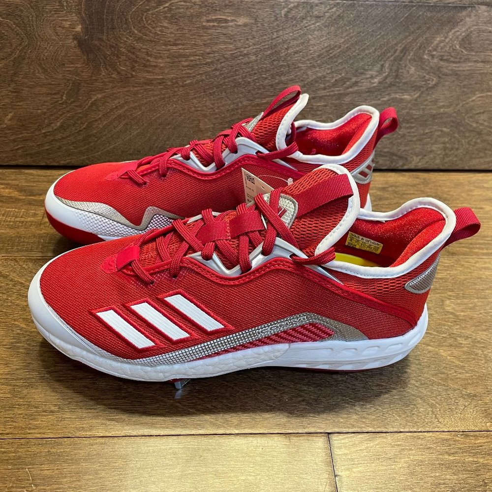NEW Adidas Ironskin Icon 6 Metal Baseball Cleats Red/White EG6550 Men's Size 9